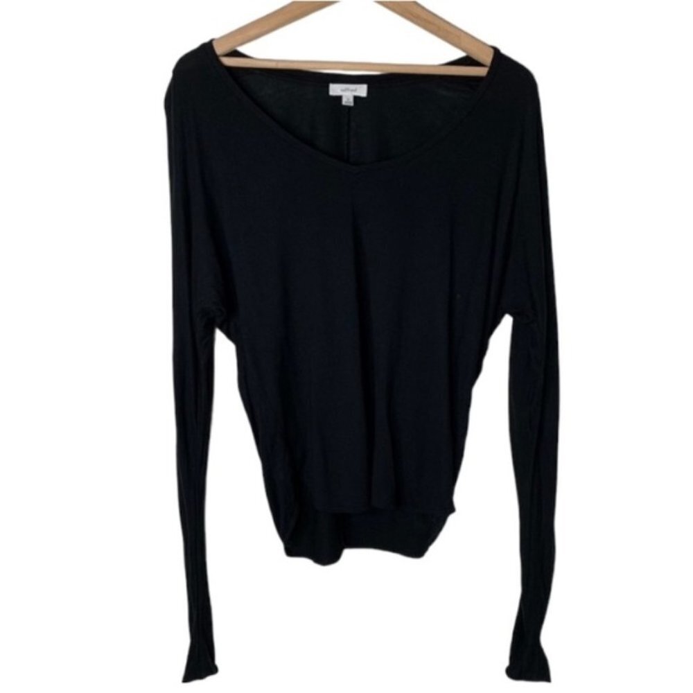 Aritzia Wilfred Women's Top Long Sleeve  V-neck Black Causal Basic Size XS